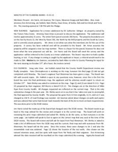 MINUTES OF THE PLANNING BOARD – Members Present: Jim Harris, Jim Seamon, Tim Coyne, Maureen Knapp and Barb Albro. Also, town attorney Don Armstrong, Jan Kublick, Nate Shirley, Dave Ames, Al Socha, Deb and Ken B