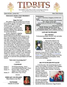 Newsletter of the West Valley Genealogical Society Serving Northwest Maricopa County, Arizona  