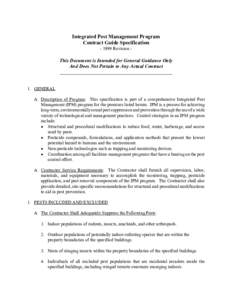 Integrated Pest Management Program Contract Guide Specification[removed]Revision - This Document is Intended for General Guidance Only And Does Not Pertain to Any Actual Contract