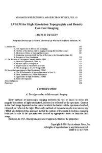 ADVANCES IN ELECTRONICS AND ELECTRON PHYSICS, VOL. 83  LVSEM for High Resolution Topographic and Density