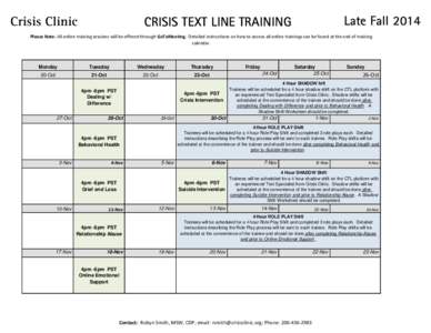 Late Fall[removed]CRISIS TEXT LINE TRAINING Crisis Clinic