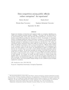 Does competition among public o¢ cials reduce corruption? An experiment Dmitry Ryvkiny Danila Serraz