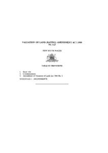 VALUATION OF LAND (RATING) AMENDMENT ACT 1989 No. 123 NEW SOUTH WALES TABLE OF PROVISIONS 1. Short title
