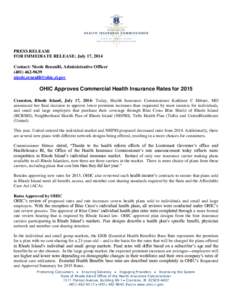 PRESS RELEASE FOR IMMEDIATE RELEASE: July 17, 2014 Contact: Nicole Renzulli, Administrative Officer 