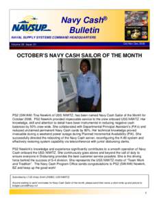 Navy Cash® Bulletin NAVAL SUPPLY SYSTEMS COMMAND HEADQUARTERS Volume: 06 Issue: 01  Oct-Nov-Dec 2008