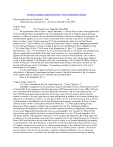 Southern Campaigns American Revolution Pension Statements & Rosters Pension Application of John Harris S37998 VA Transcribed and annotated by C. Leon Harris. Revised 20 Aug[removed]Virginia Tyler } County