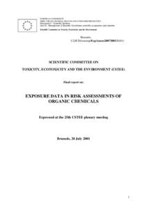 EUROPEAN COMMISSION DIRECTORATE-GENERAL HEALTH AND CONSUMER PROTECTION Directorate C - Scientific Opinions Unit C2 - Management of Scientific Committees; scientific co-operation and networks Scientific Committee on Toxic