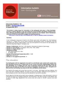 1  Information bulletin Iran: Earthquake  Information Bulletin n° 09