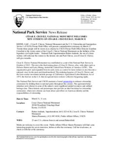 National Park Service U.S. Department of the Interior Office of Public Affairs 1849 C Street, N.W. Rm 7012 Washington, DC 20240