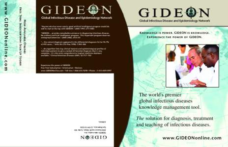 Health sciences / Demography / Tropical diseases / Infectious diseases / Global Infectious Disease Epidemiology Network / Gideon / Disease / Health / Medicine / Epidemiology