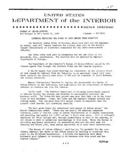 UNITED STATES  LJEPARTMENT of the INTERIOR * * * * * * * * * * * * * * * * * * * * *news BUREAU OF INDIAN AFFAIRS