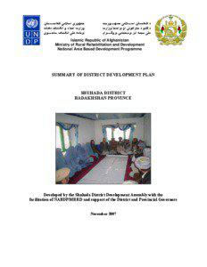 Community development / Politics / Government / Socioeconomics / Ministry of Rural Rehabilitation and Development / Development / Shuhada District