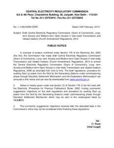 CENTRAL ELECTRICITY REGULATORY COMMISSION 3rd & 4th Floor, Chanderlok Building, 36, Janpath, New Delhi – [removed]Tel No.:[removed]Fax No.:[removed]No. L[removed]CERC