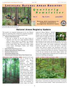 Louisiana Natural Areas Registry Newsletter