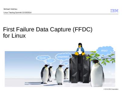 Michael Holzheu Linux Tracing Summit[removed]First Failure Data Capture (FFDC) for Linux on the Mainframe