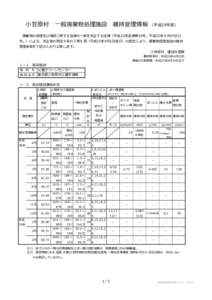 小笠原村　一般廃棄物処理施設　維持管理情報  （平成29年度） 　廃棄物の処理及び清掃に関する法律の一部を改正する法律（平成22年法律第34号。平成22年５月19日