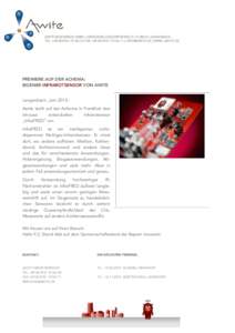 AWITE BIOENERGIE GMBH | GRÜNSEIBOLDSDORFER WEG 5 | DLANGENBACH TEL. +-0 | FAX +-11 |  | WWW. AWITE.DE PREMIERE AUF DER ACHEMA: EIGENER INFRAROTSENSOR VON AWITE