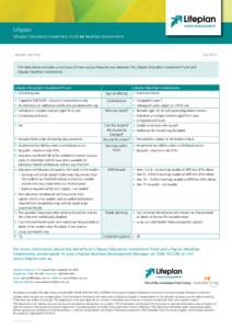 Lifeplan Lifeplan Education Investment Fund vs NextGen Investments Adviser Use Only  July 2014