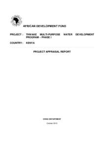 AFRICAN DEVELOPMENT FUND PROJECT : THWAKE MULTI-PURPOSE PROGRAM – PHASE I