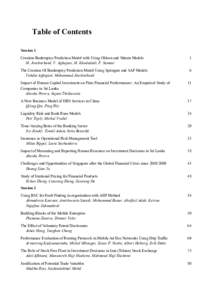 Table of Contents Session 1 Creation Bankruptcy Prediction Model with Using Ohlson and Shirata Models M. Jouzbarkand, V. Aghajani, M. Khodadadi, F. Sameni  1