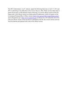 United States Environmental Protection Agency / Emission standards / Water / Clean Water Act / Code of Federal Regulations / Safe Drinking Water Act / EPA Methods / Water quality / Concentrated Animal Feeding Operations / Environment / Water pollution / Earth