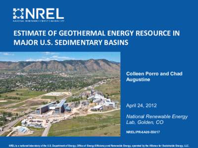 Estimate of Geothermal Energy Resource in Major U.S. Sedimentary Basins (Presentation), NREL (National Renewable Energy Laboratory)