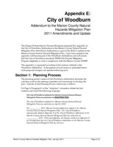Appendix E:  City of Woodburn Addendum to the Marion County Natural Hazards Mitigation Plan 2011 Amendments and Update