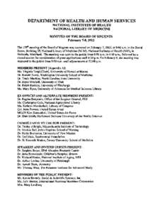 NLM Board of Regents Minutes February 2012