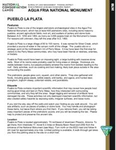 BUREAU OF LAND MANAGEMENT PHOENIX DISTRICT  Arizona National Landscape Conservation System AGUA FRIA NATIONAL MONUMENT PUEBLO LA PLATA