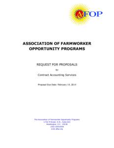 ASSOCIATION OF FARMWORKER OPPORTUNITY PROGRAMS REQUEST FOR PROPOSALS for