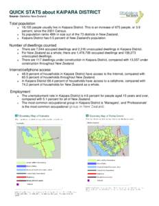 QUICK STATS about KAIPARA DISTRICT Source: Statistics New Zealand Total population o o