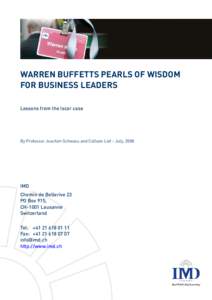 WARREN BUFFETTS PEARLS OF WISDOM FOR BUSINESS LEADERS