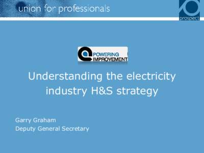 Understanding the electricity industry H&S strategy Garry Graham Deputy General Secretary  Background