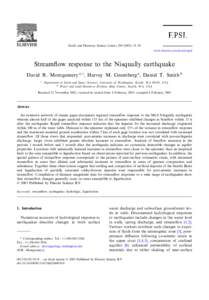 Earth and Planetary Science Letters[removed]^28 www.elsevier.com/locate/epsl Stream£ow response to the Nisqually earthquake David R. Montgomery a; , Harvey M. Greenberg a , Daniel T. Smith b a