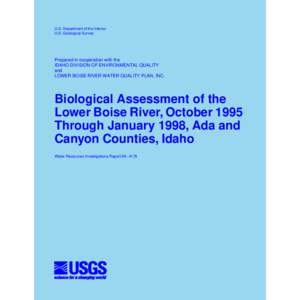 U.S. Department of the Interior U.S. Geological Survey Prepared in cooperation with the IDAHO DIVISION OF ENVIRONMENTAL QUALITY and