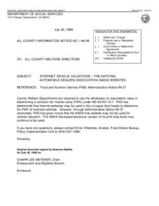 STATE OF CALIFORNIA--HEALTH AND HUMAN SERVICES AGENCY  GRAY DAVIS, Governor DEPARTMENT OF SOCIAL SERVICES 744 P Street, Sacramento, CA 95814