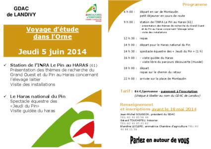 Programme  GDAC de LANDIVY  Voyage d’étude