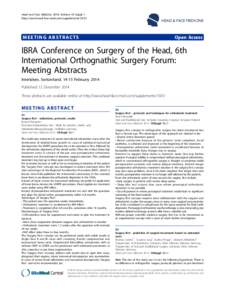 Head and Face Medicine 2014, Volume 10 Suppl 1 http://www.head-face-med.com/supplements/10/S1 HEAD & FACE MEDICINE  MEETING ABSTRACTS