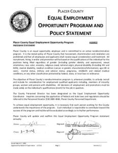 PLACER COUNTY  EQUAL EMPLOYMENT OPPORTUNITY PROGRAM AND POLICY STATEMENT Placer County Equal Employment Opportunity Program