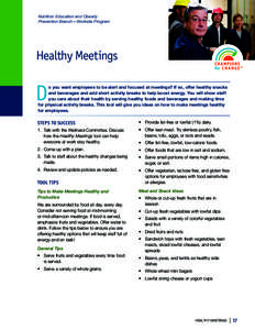 Nutrition Education and Obesity Prevention Branch—Worksite Program Healthy Meetings  D