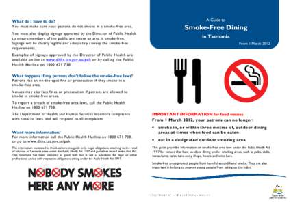 A Guide to  What do I have to do? Smoke-Free Dining