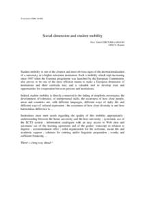 Translation DRIC B1/HL  Social dimension and student mobility Prof. Fidel CORCUERA-MANSO ANECA (Spain)