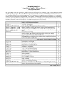 HUMAN SERVICES  Associate of Applied Science Degree Generalist Studies San Juan College offers the Associate of Applied Science in Human Services, Generalist Track, as an occupational training and job upgrading program. 