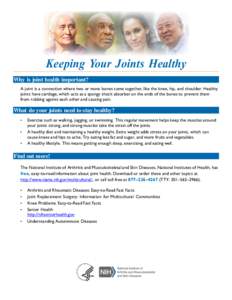 Keeping Your Joints Healthy Tip Sheet