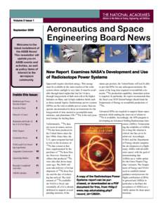 Volume 2 Issue 1  Aeronautics and Space Engineering Board News  September 2009
