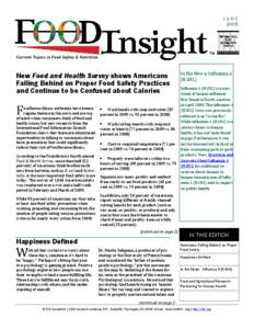 JUNE 2009 Current Topics in Food Safety & Nutrition   New Food and Health Survey shows Americans
