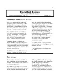 1  Birch Bark Express The newsletter of Butler’s Rangers Editor: Corporal Michael D. Trout U.E.