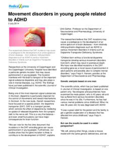 Movement disorders in young people related to ADHD