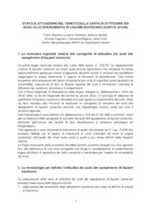 STATO DI ATTUAZIONE NEL VENETO DELLA CARTA DI ATTITUDINE DEI SUOLI ALLO SPARGIMENTO DI LIQUAMI ZOOTECNICI (DGRV NPaolo Giandon, Luciano Fantinato, Adriano Garlato, Antonio Pegoraro, Francesca Ragazzi, Ialina Vi