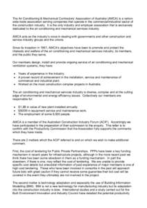 Submission 19 - Air Conditioning & Mechanical Contractors Association of Australia (AMCA) - Public Infrastructure public inquiry